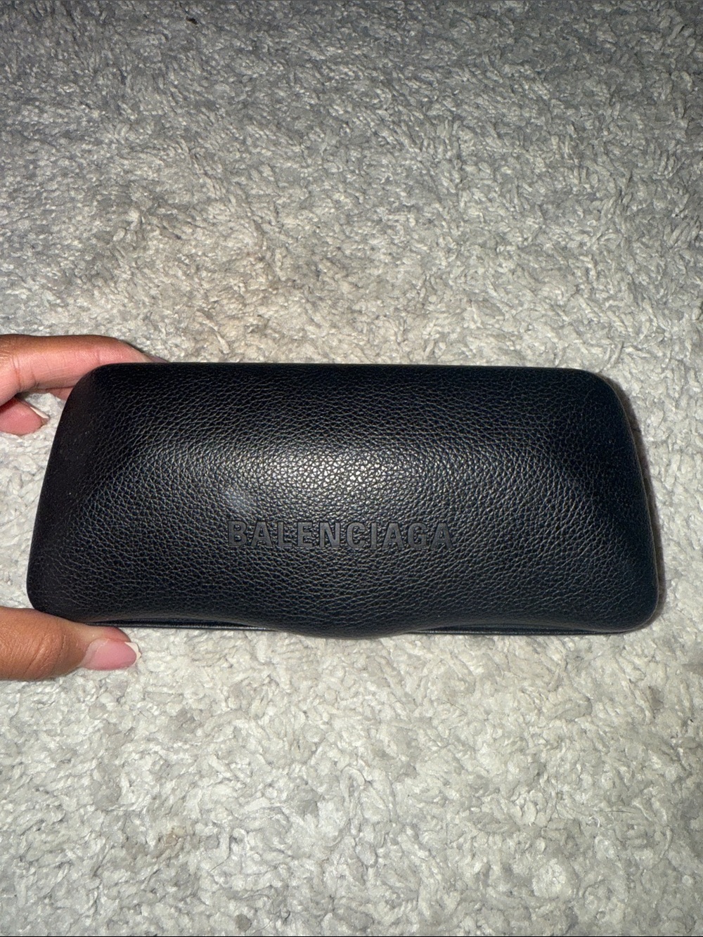 Balenciaga Black Pebbled Leather Sunglasses Case